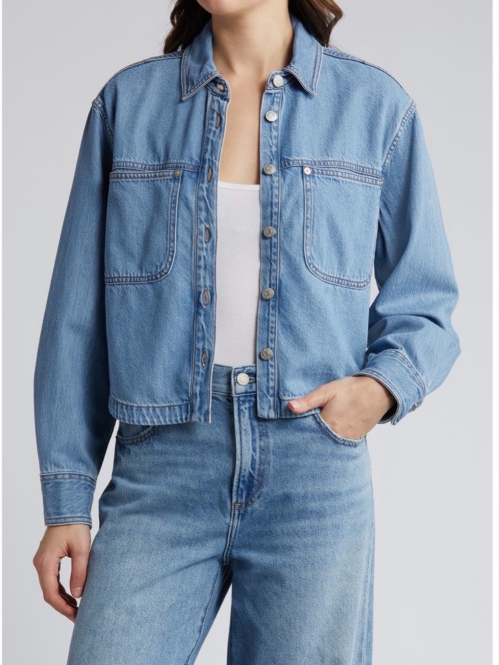 Madewell Light Blue Cropped Denim Jacket
